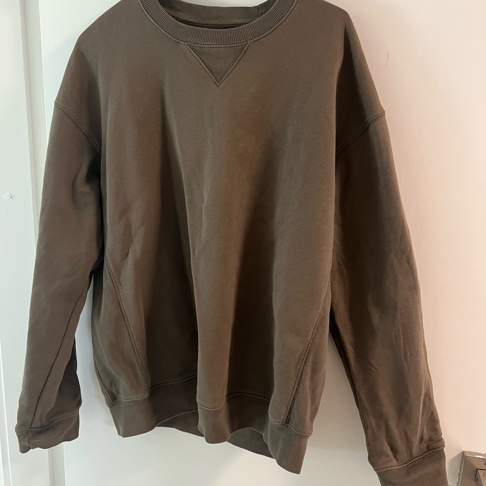 Club Monaco Men's Olive 100% cotton French Terry Crewneck Sweater